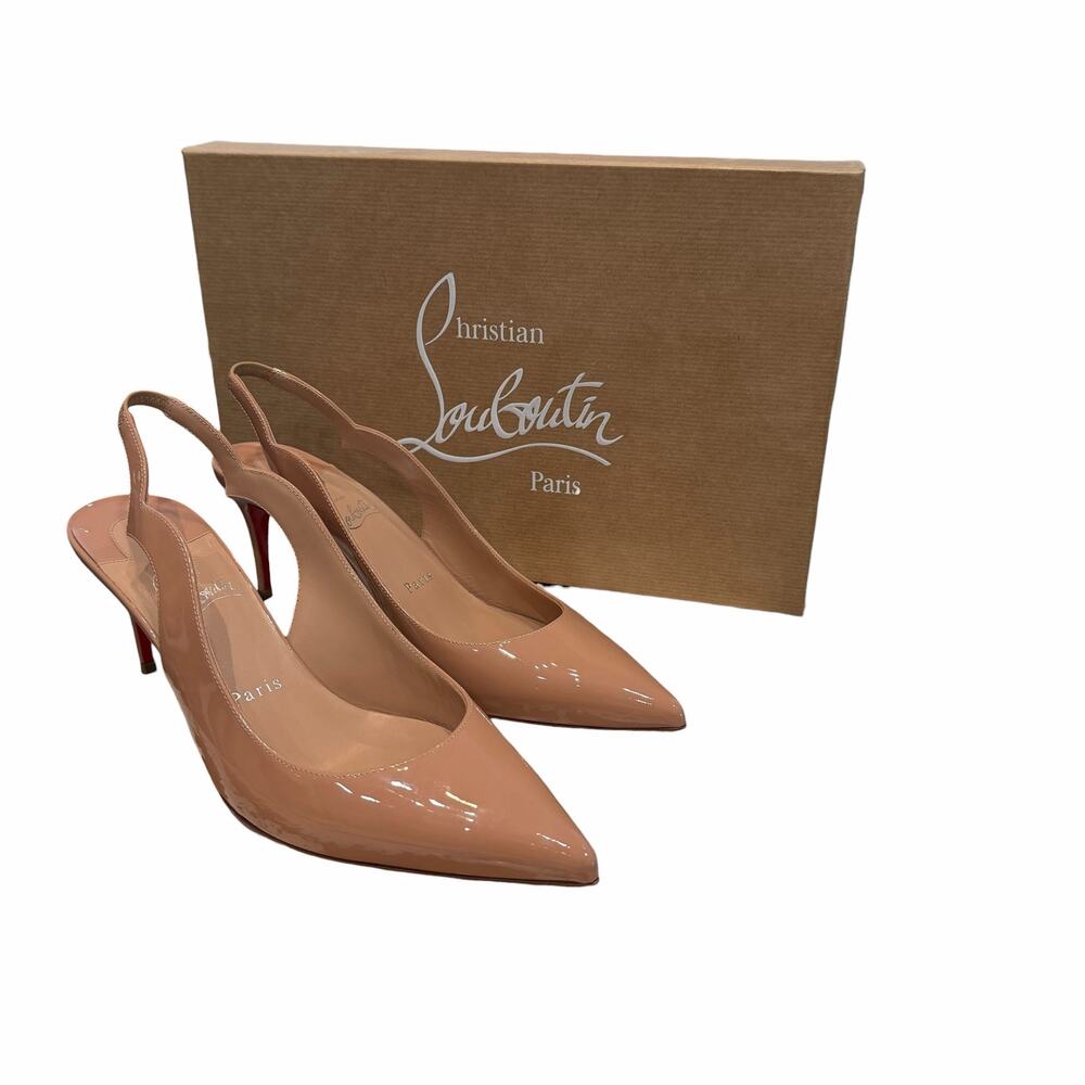 Christian Louboutin Hot Chick Sling Heel Patent Leather Blush Size 38.5 / US 8.5 - Picture 2 of 11